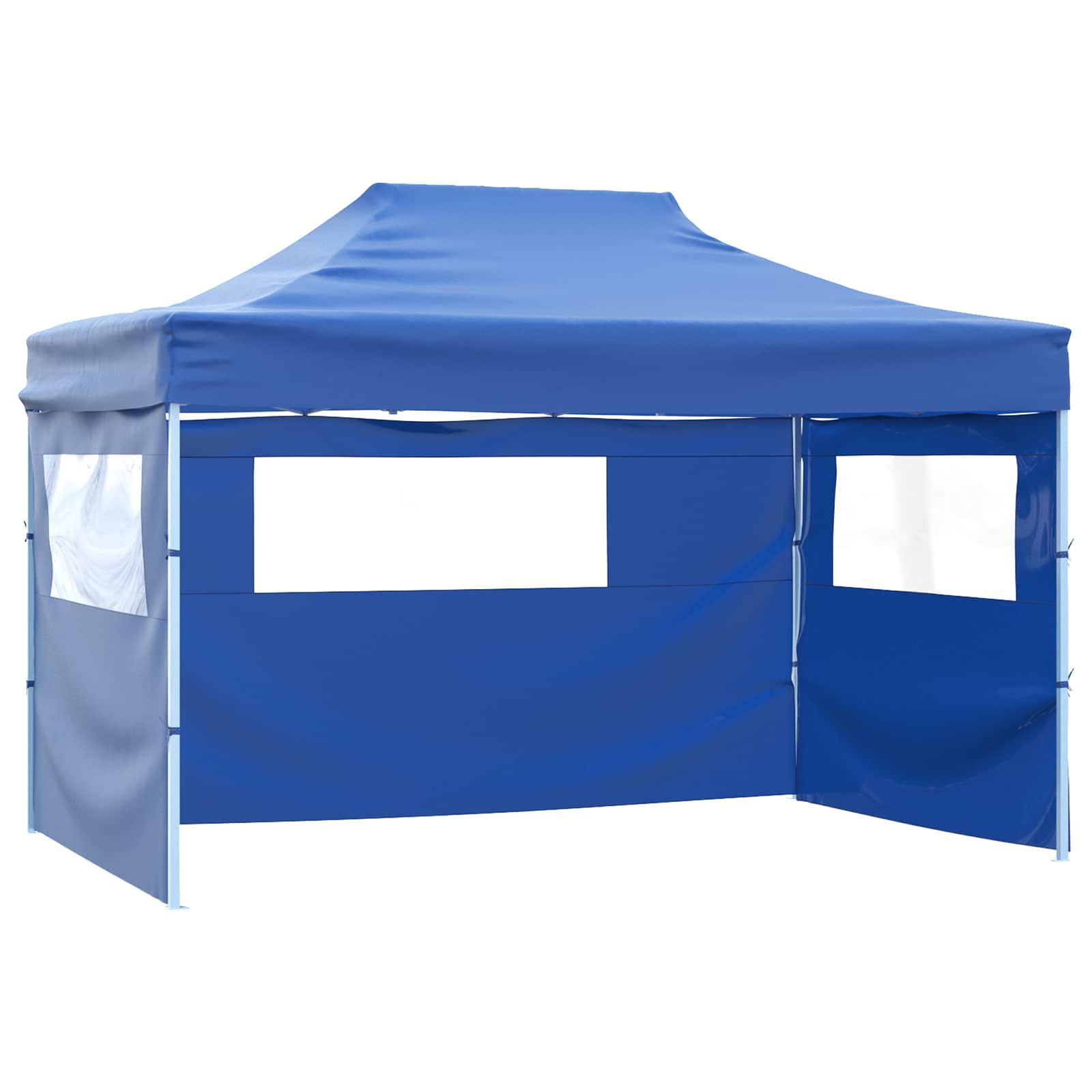Foldbart Telt Pop-Up 3 X 4,5 M - Blå / med 2 sidevægge