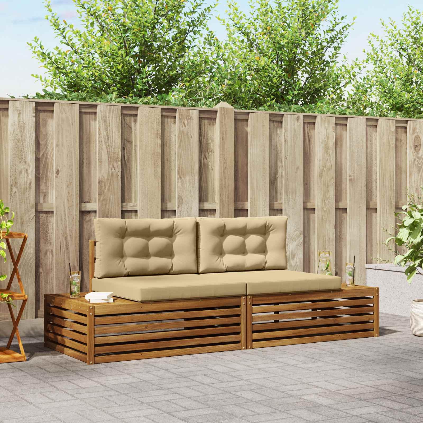 Udendørs sofagruppe med pude 6 Stk Naturlig og Beige