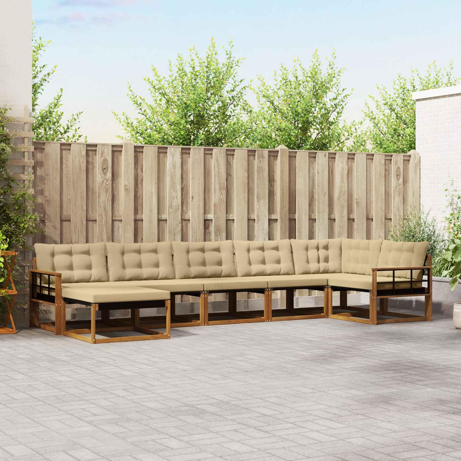UdendÃ¸rs sofagruppe 21 stk Naturlig og Beige Massivt AkacietrÃ¦