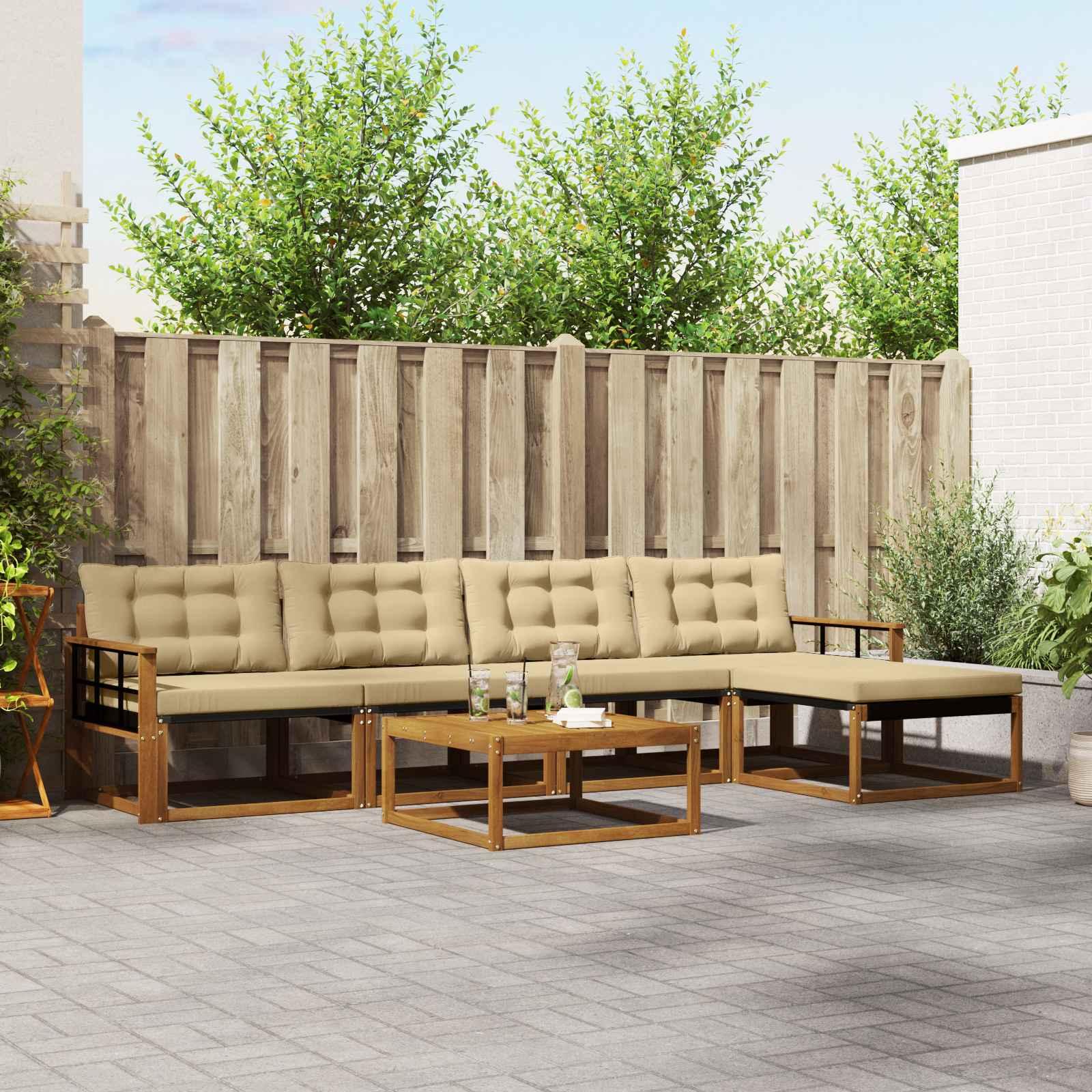 UdendÃ¸rs sofagruppe med pude 6 stk Naturlig og Beige