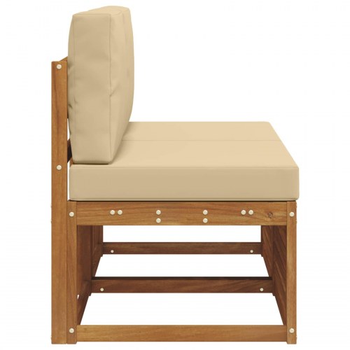 2 Stk Udendørs Mellem Sofa Massivt Akacietræ Naturfarvet