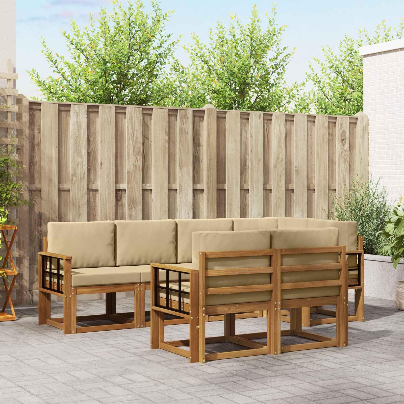 Sofa SÃ¦t 7 stk Naturlig og Beige Soli AkacietrÃ¦ og polyester