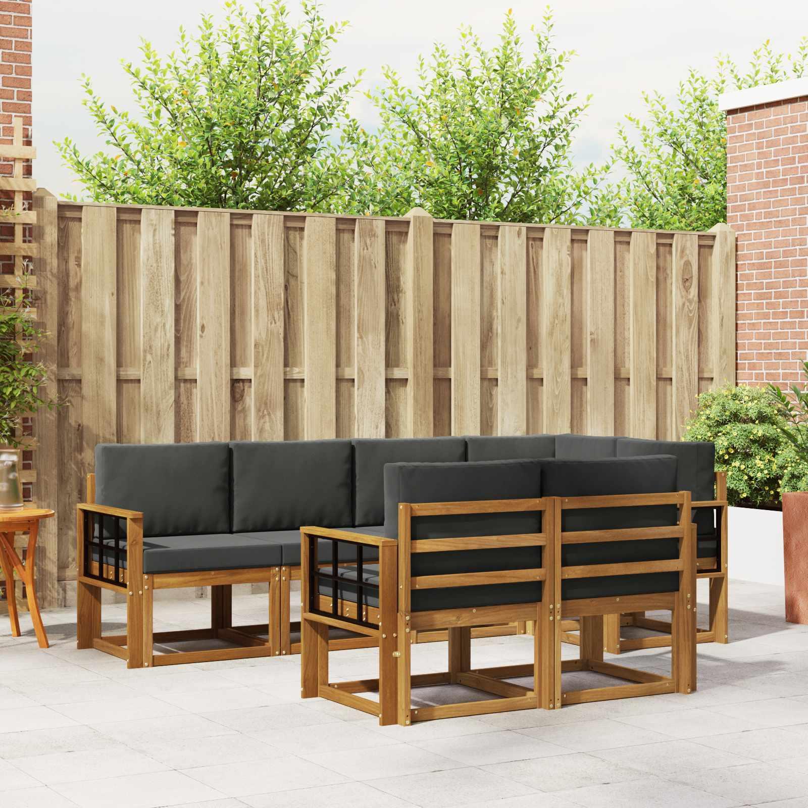 Sofa Sæt 7 stk Naturlig og Antracit Soli Akacietræ og polyester