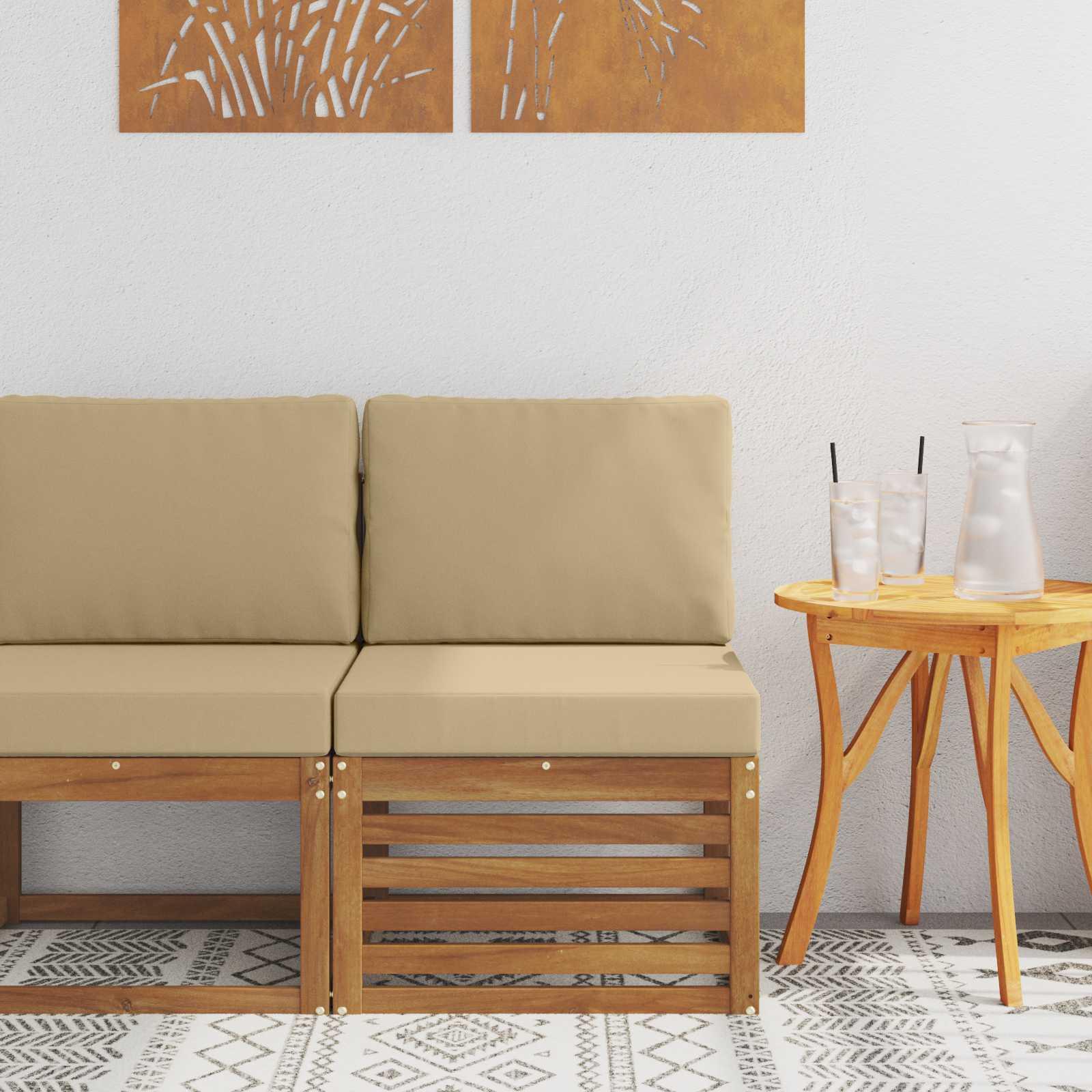 Udendørs Mellem Sofa Massivt Akacietræ Naturfarvet