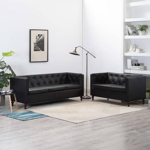 2 personers sofa kunstlæderbetræk sort