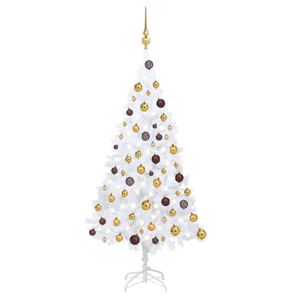 Se Kunstigt juletræ med lys og kuglesæt 120 cm PVC hvid hos Boligcenter.dk