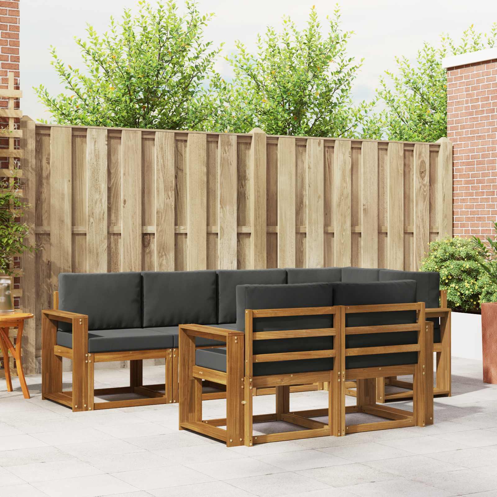 Sofa Sæt 7 stk Naturlig og Antracit Soli Akacietræ og polyester