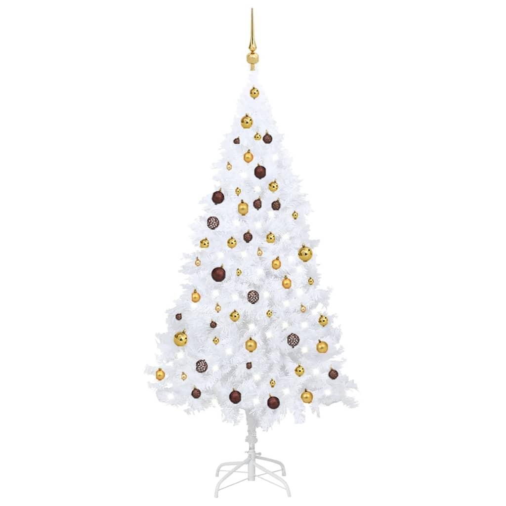 Se Kunstigt juletræ med lys og kuglesæt 180 cm PVC hvid hos Boligcenter.dk