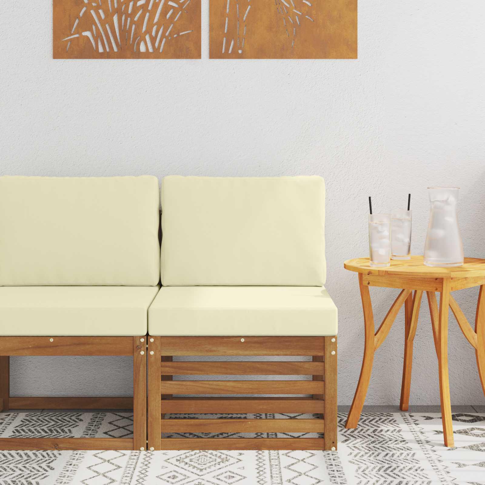 Udendørs Mellem Sofa Massivt Akacietræ Naturfarvet