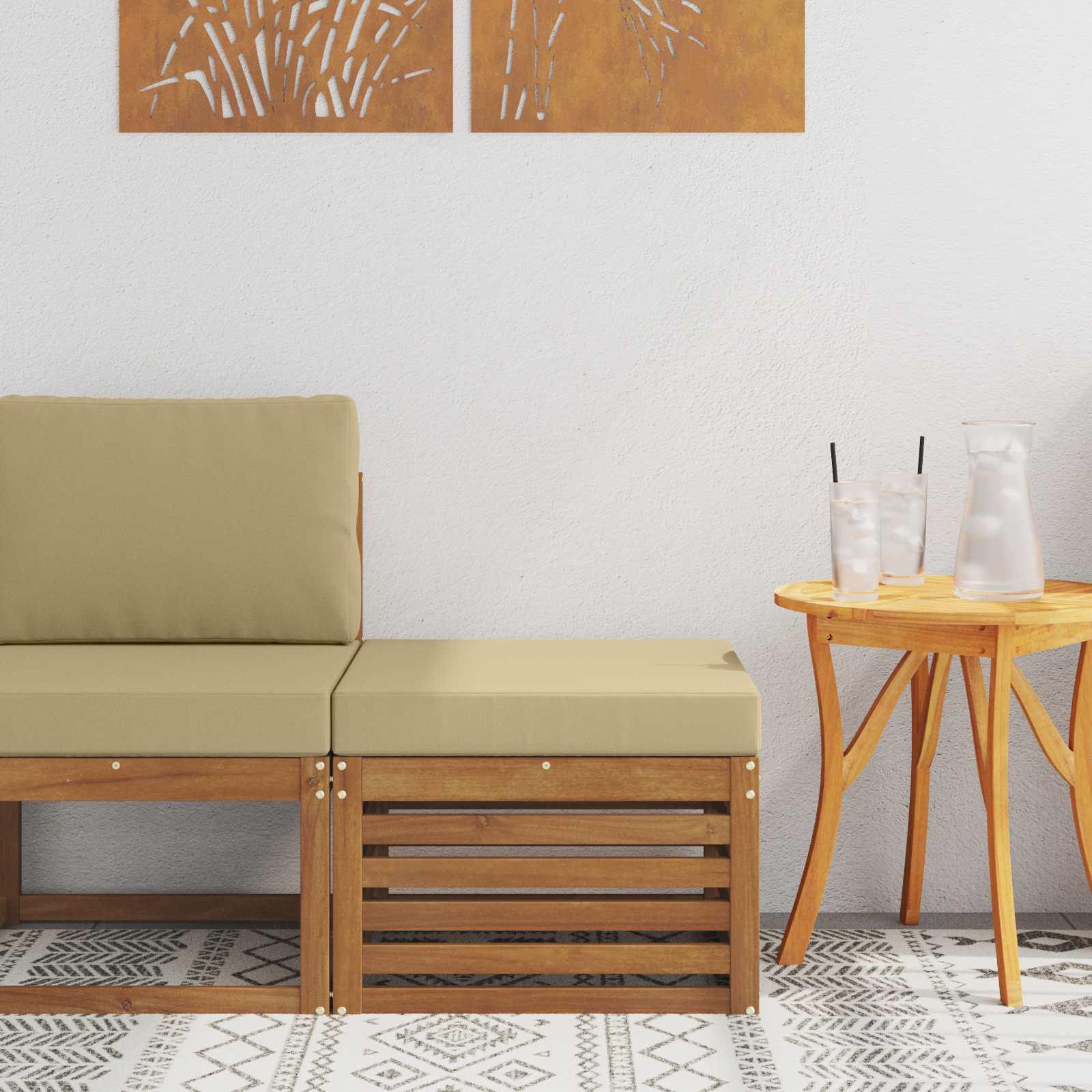 Udendørs Massivt Akacietræ 59 X 59 X 37 Cm - Naturlig og beige / fodskammel