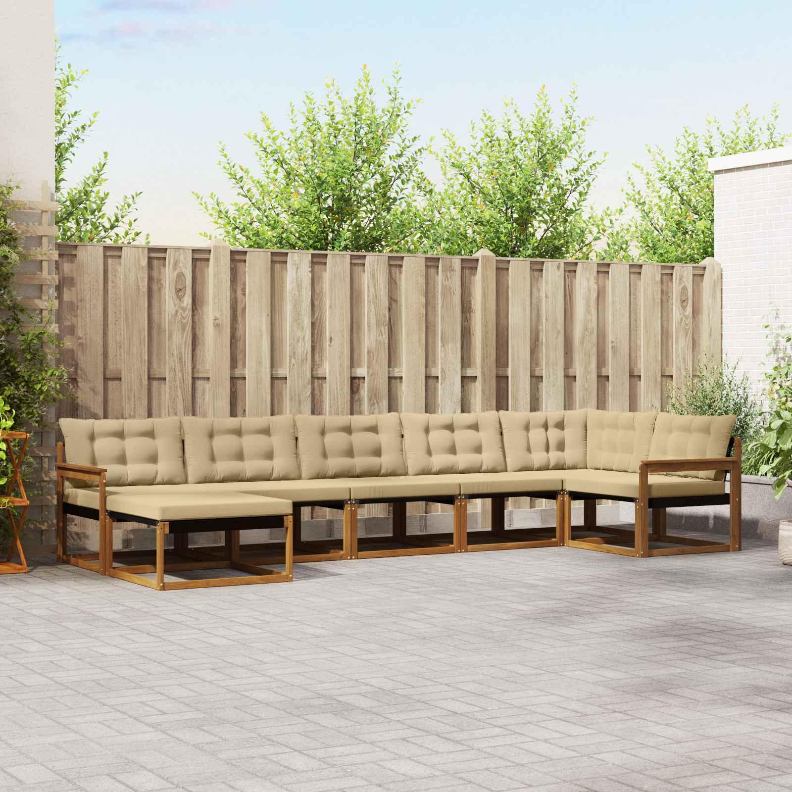 Udendørs Sofagruppe Med Pude 7 Dele - Naturlig og beige / Åben ramme