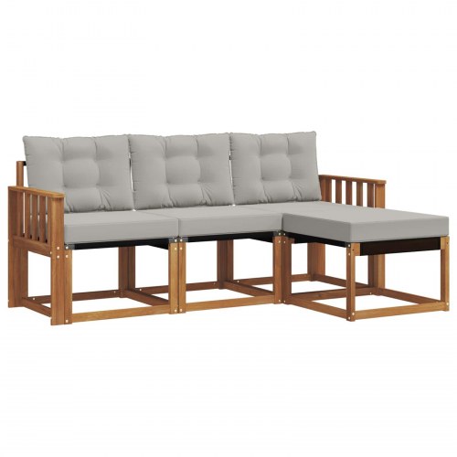 Udendørs sofagruppe med pude 4 stk Naturlig og Lys Grå