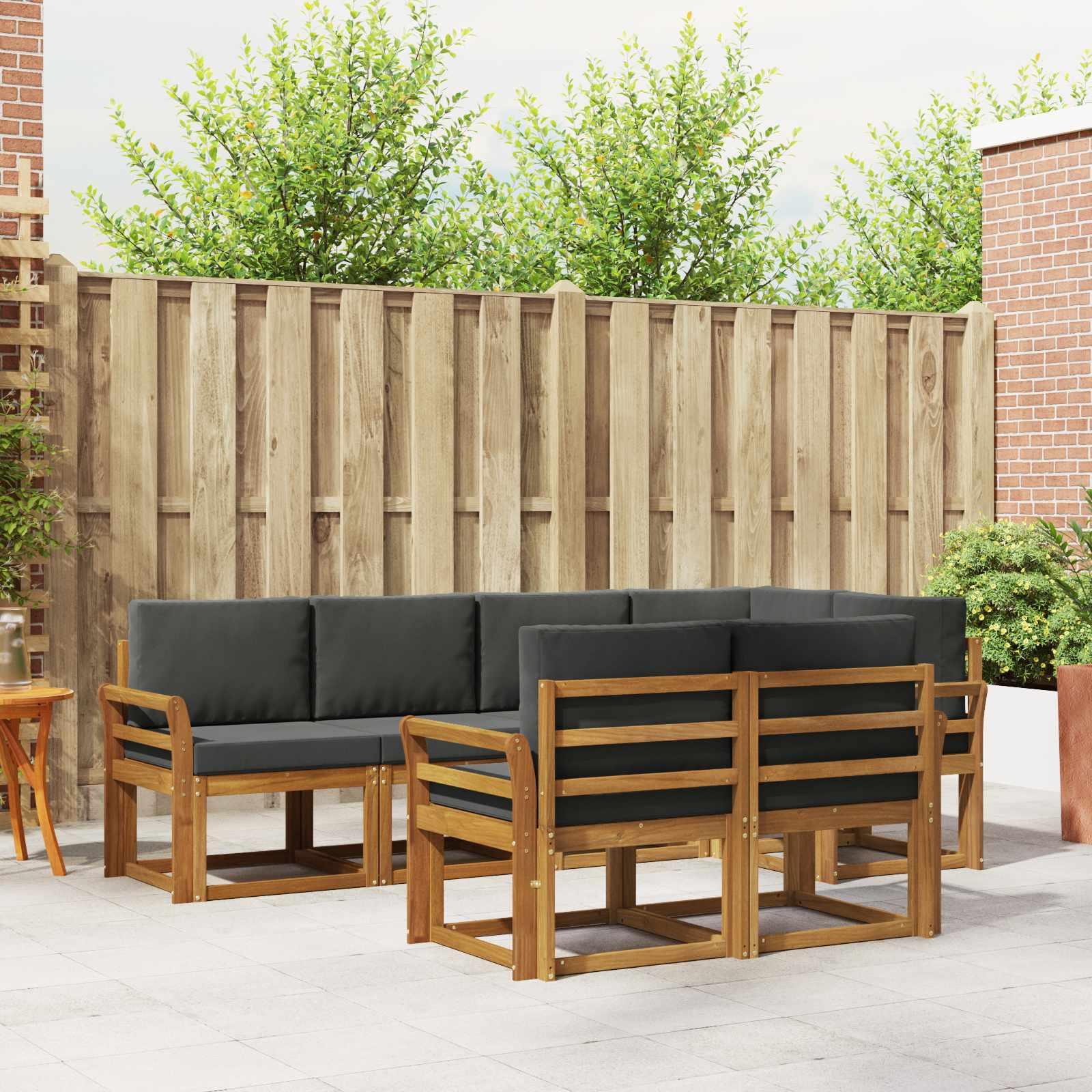 Sofa Sæt 7 stk Naturlig og Antracit Soli Akacietræ og polyester