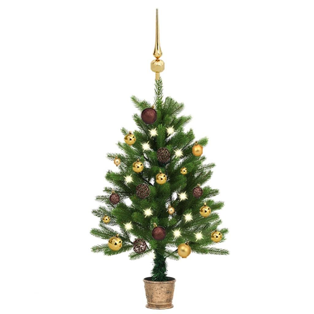 Billede af Kunstigt juletræ med lys og kuglesæt 90 cm grøn