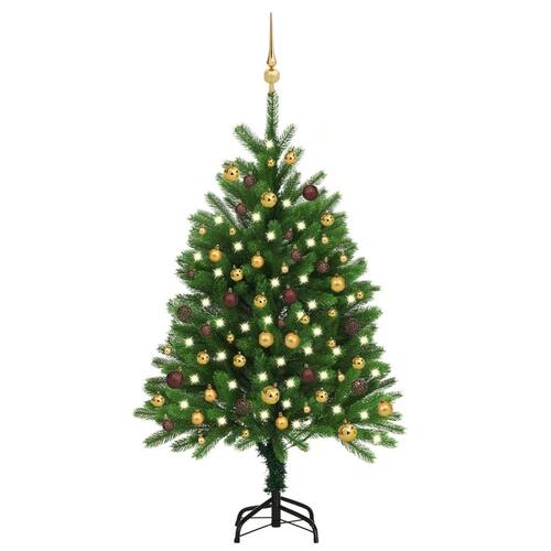 Kunstigt juletræ med lys og kuglesæt 120 cm grøn