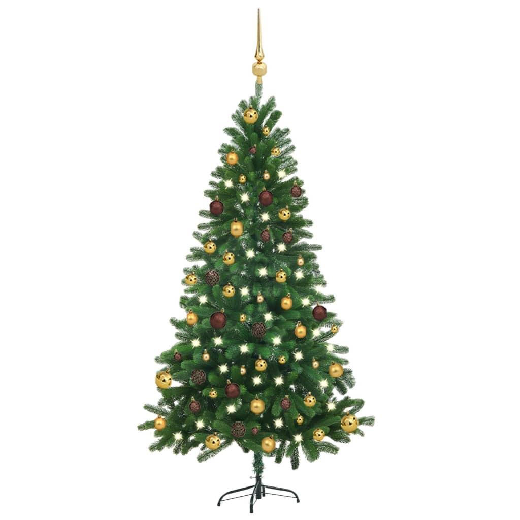 Billede af Kunstigt juletræ med lys og kuglesæt 150 cm grøn hos Boligcenter.dk