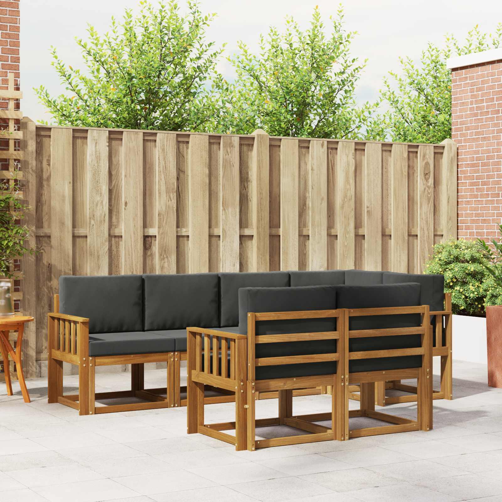 Sofa Sæt 7 stk Naturlig og Antracit Soli Akacietræ og polyester