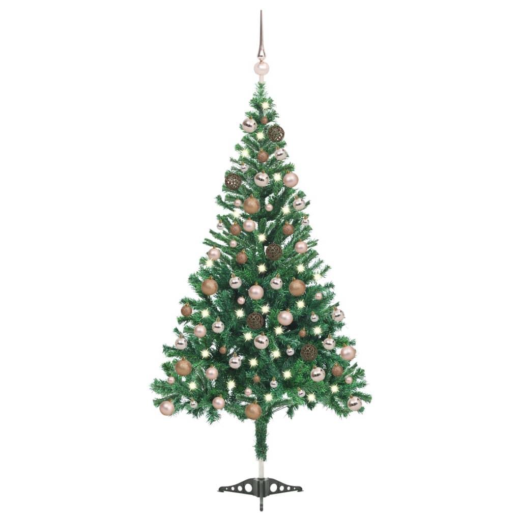 Kunstigt juletræ med lys og kuglesæt 180 cm 564 grene