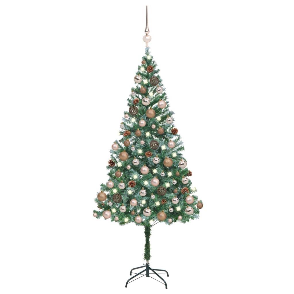 Billede af Juletræ med lys + julekugler og grankogler 180 cm