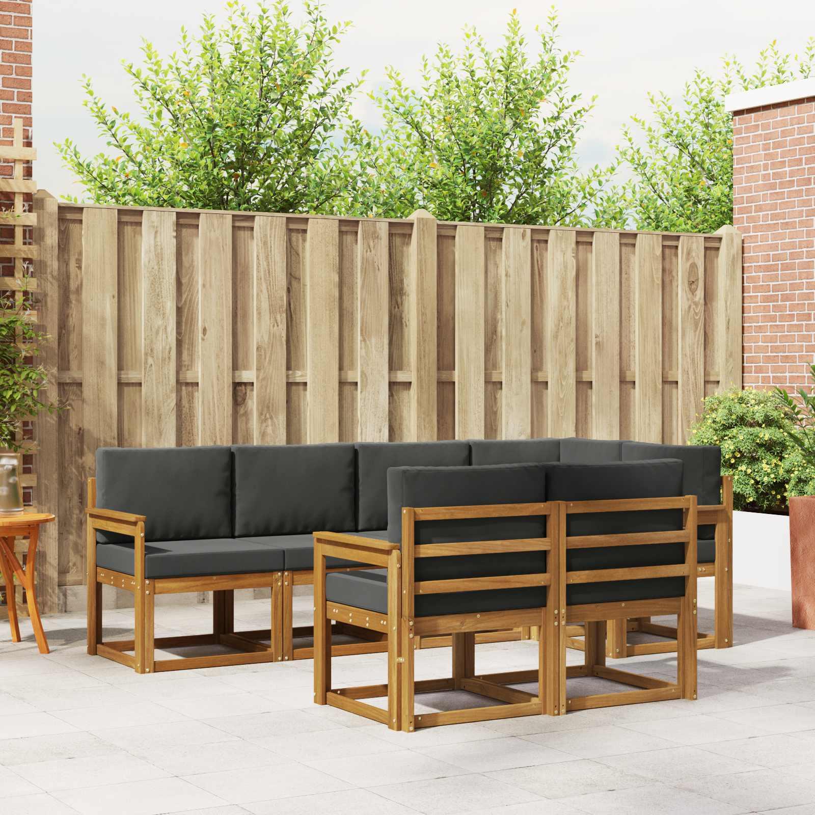 Sofa Sæt 7 stk Naturlig og Antracit Soli Akacietræ og polyester