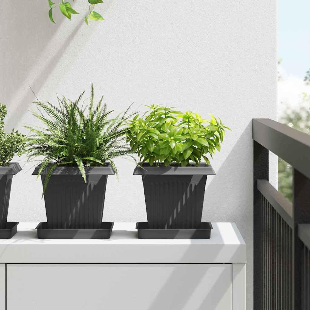 Firkantet Blomsterkrukke 24 stk Sort 16 x 16 x 14 cm Plastik