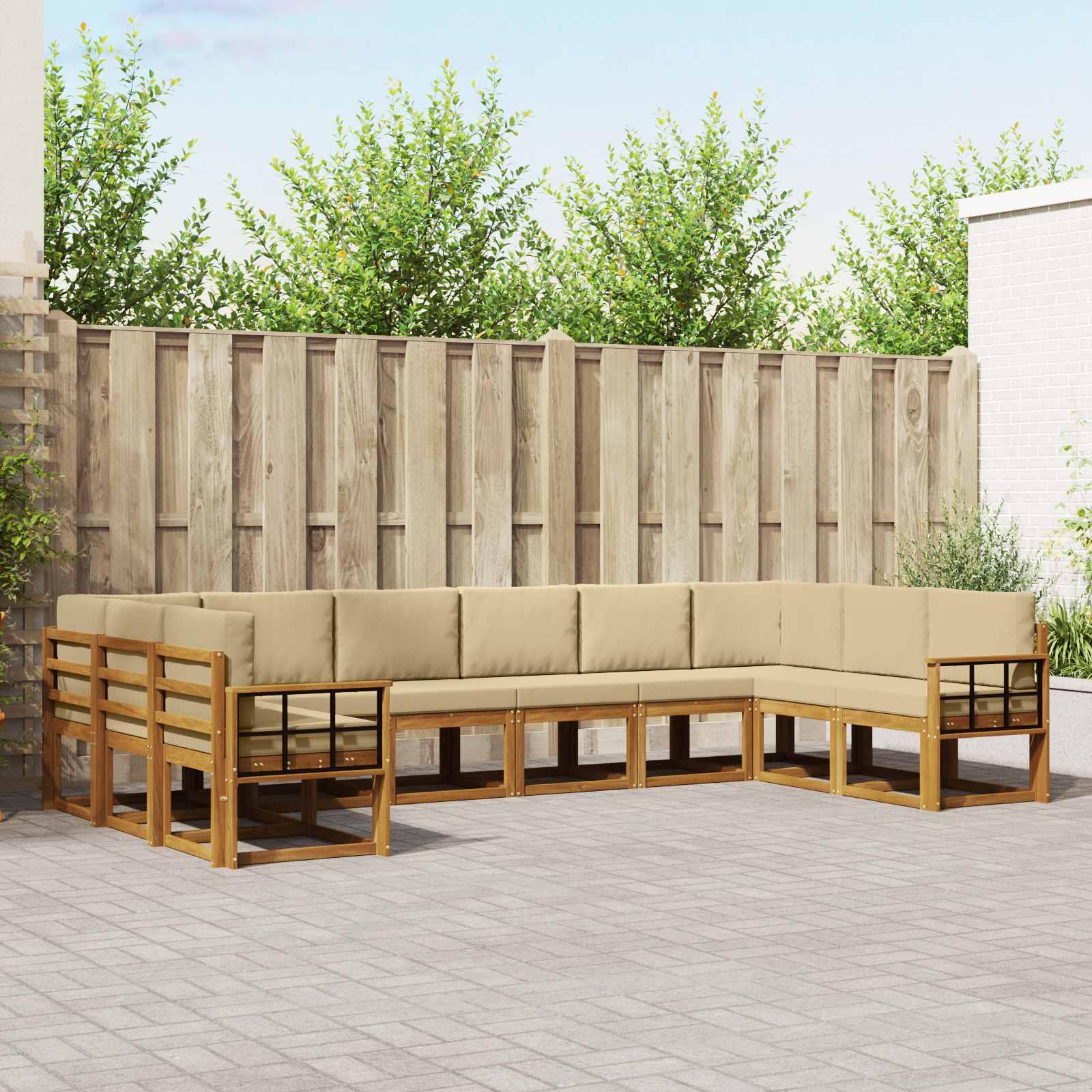 Sofa Sæt 10 stk Naturlig og Beige Soli Akacietræ og polyester