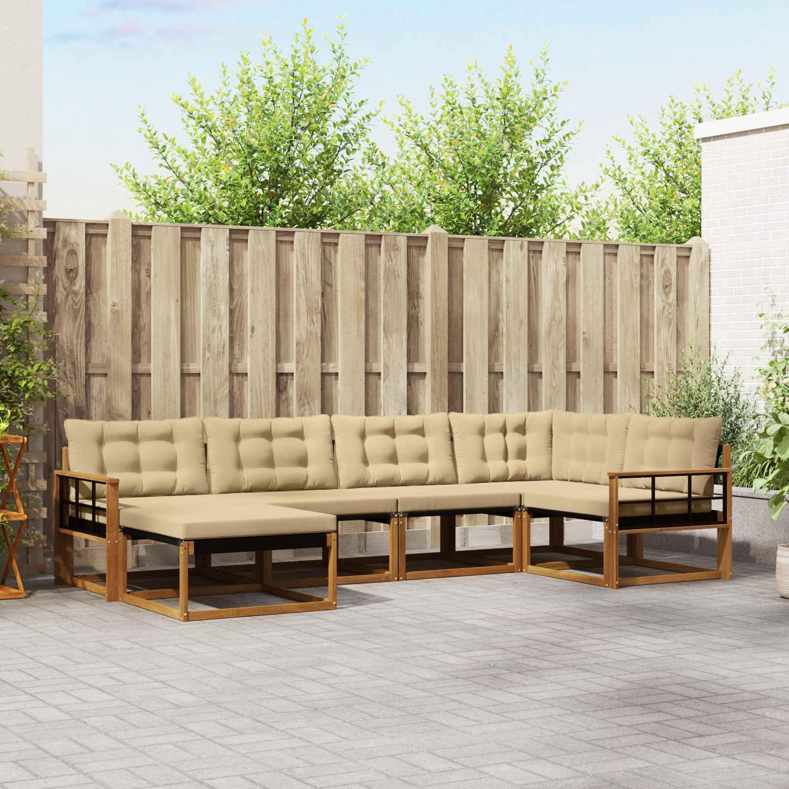 Udendørs sofagruppe 18 stk Naturlig og Beige Massivt Akacietræ