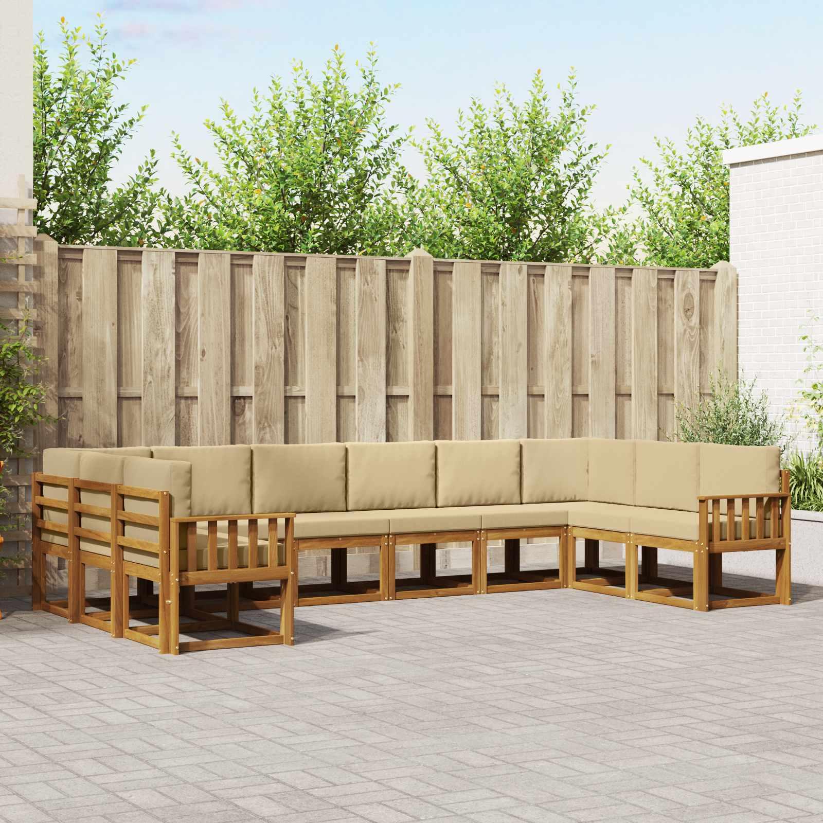 Sofa Sæt 10 stk Naturlig og Beige Soli Akacietræ og polyester