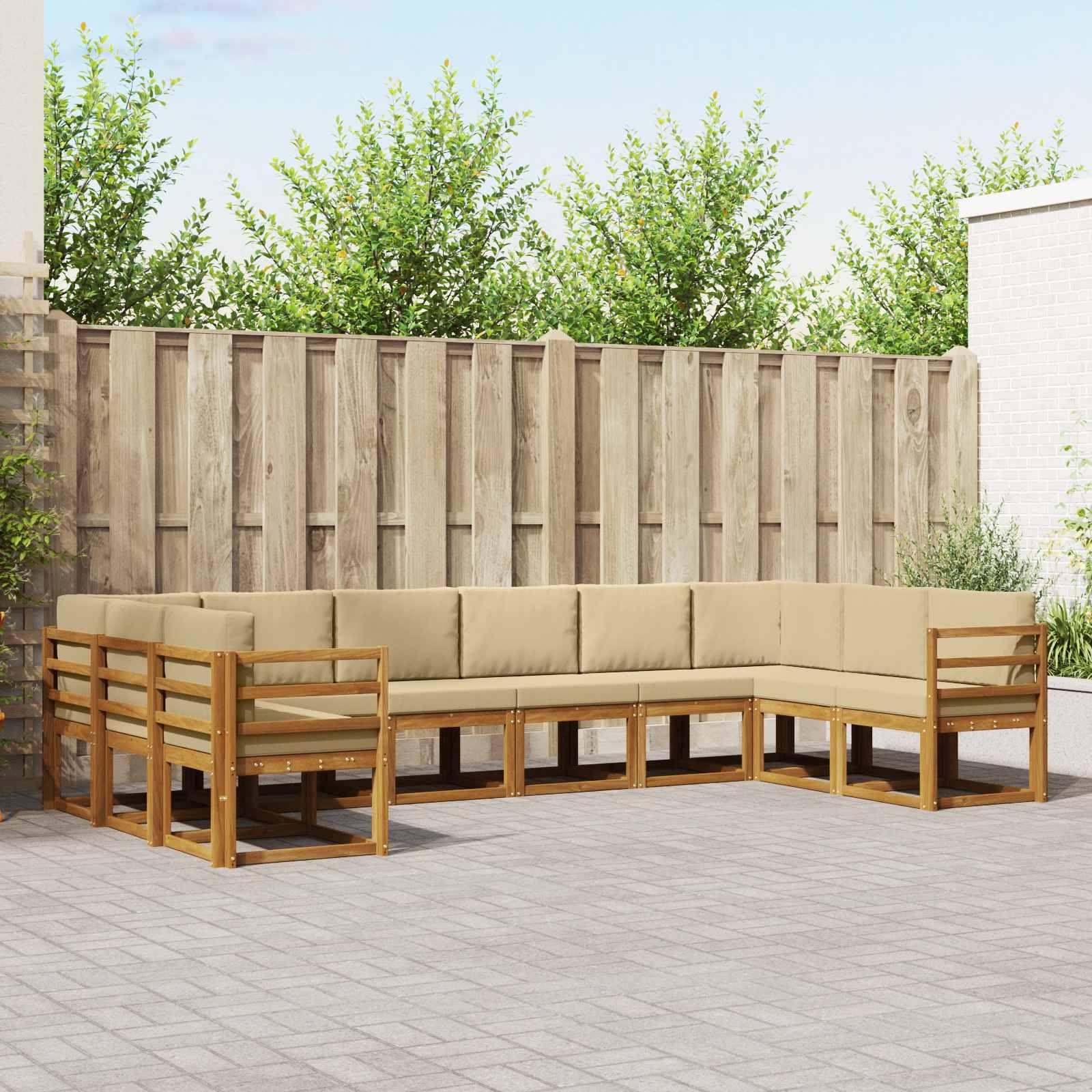 Sofa Sæt 10 stk Naturlig og Beige Soli Akacietræ og polyester