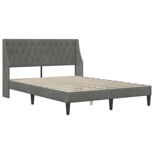 Sengestel med hovedgærde 140 x 190 cm - fløjl, mørkegrå