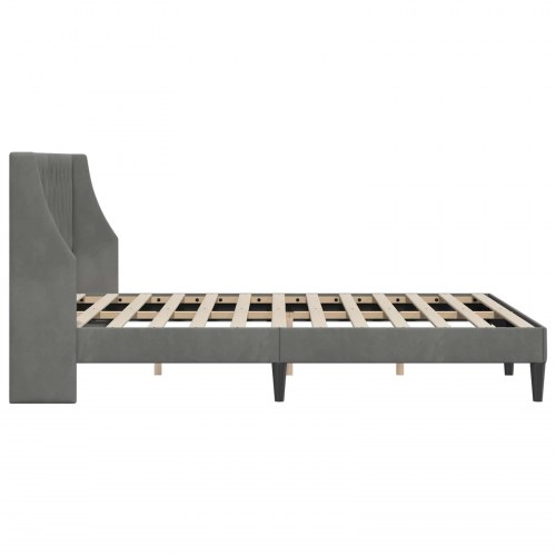 Sengestel med hovedgærde 140 x 190 cm - fløjl, mørkegrå