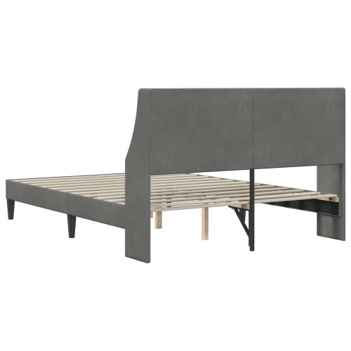 Sengestel med hovedgærde 140 x 190 cm - fløjl, mørkegrå