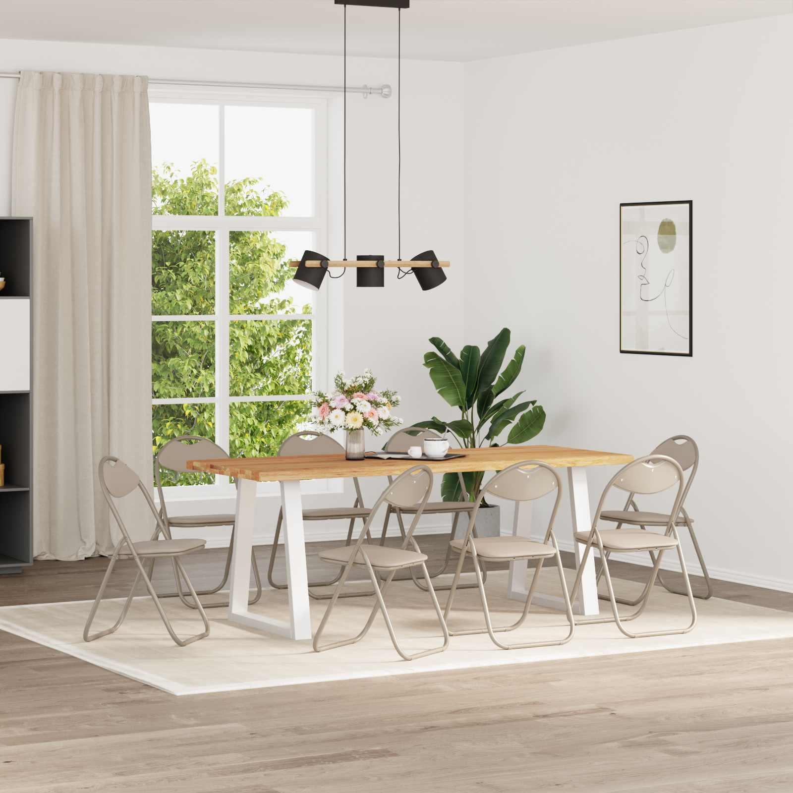 Foldable Spisebordsstol 8 stk Sandfarvet 48 x 43,5 x 81 cm