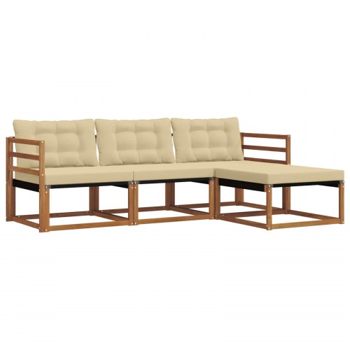 Udendørs sofagruppe med pude 4 stk Naturlig og Beige