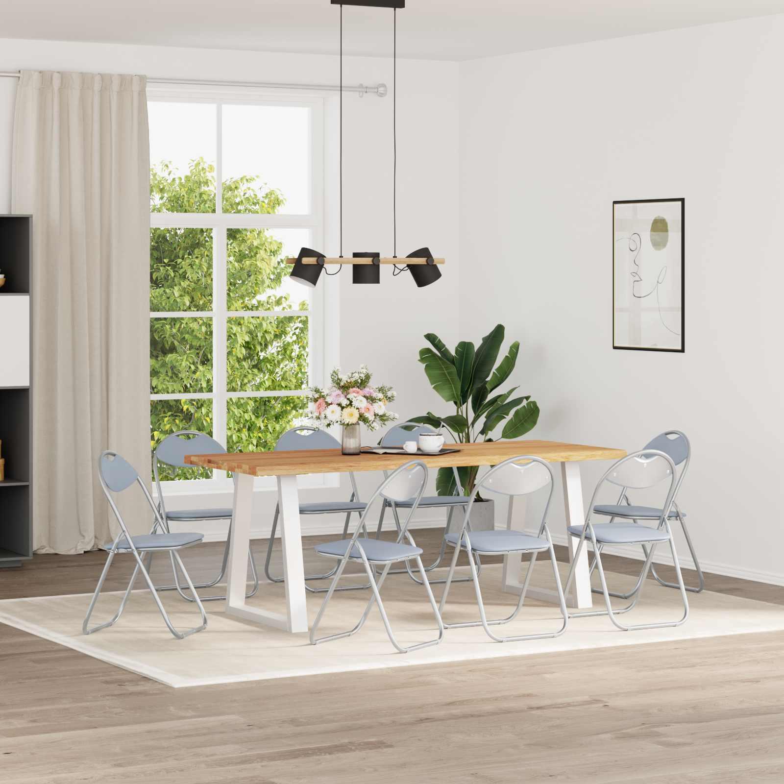 Foldable Spisebordsstol 8 stk Grå 48 x 43,5 x 81 cm PVC stål