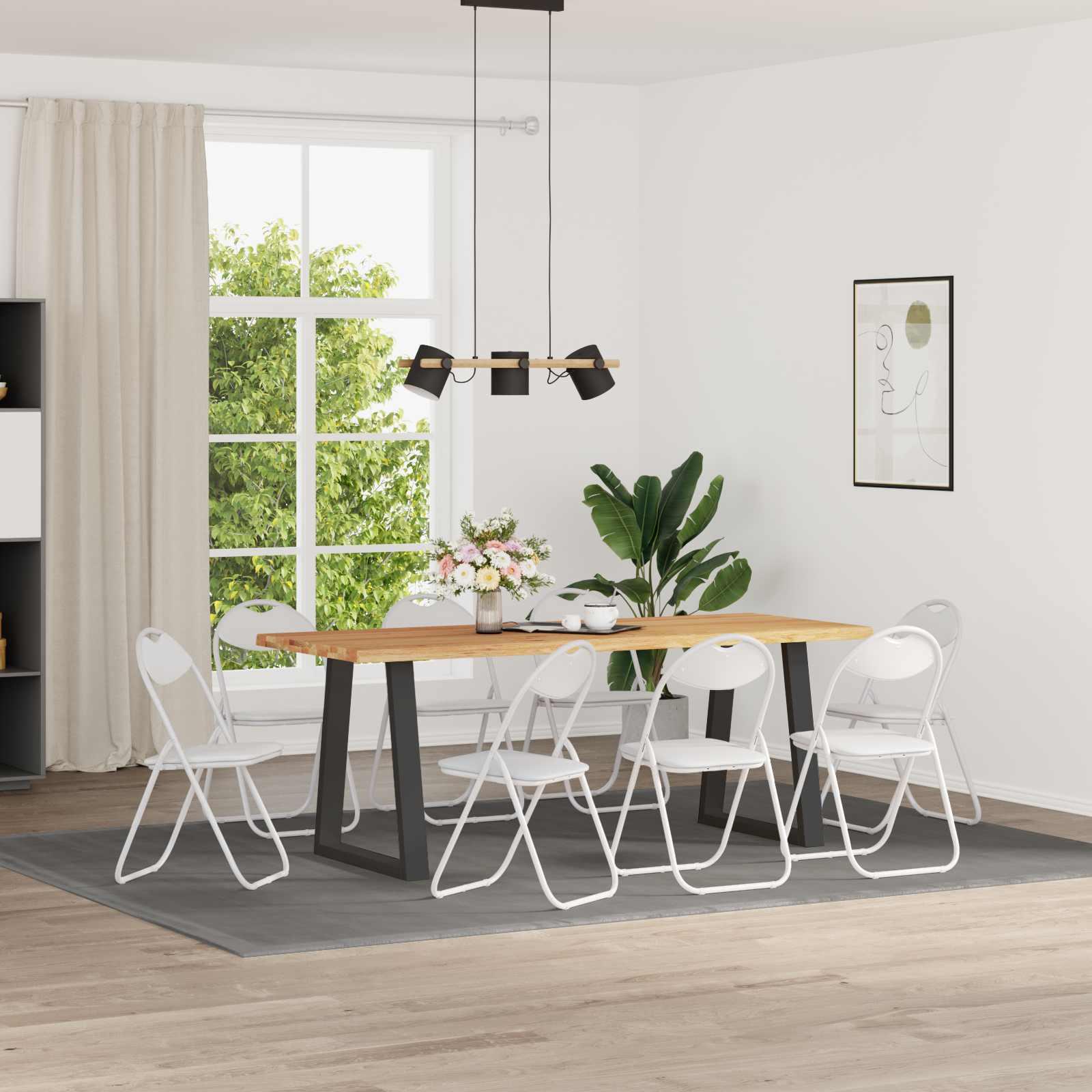 Foldable Spisebordsstol 8 stk Hvid 48 x 43,5 x 81 cm PVC stål