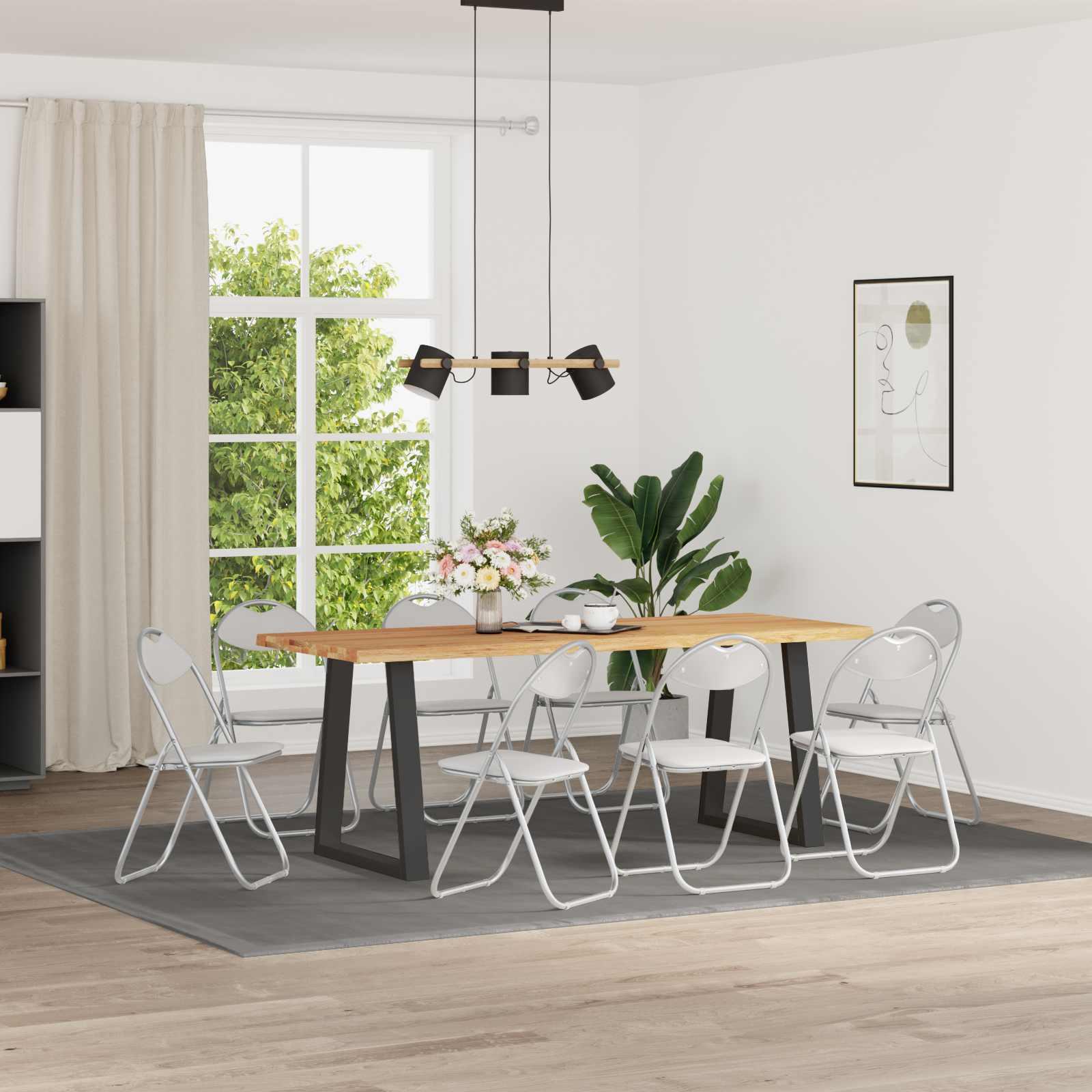Foldable Spisebordsstol 8 stk Hvid 48 x 43,5 x 81 cm PVC stål