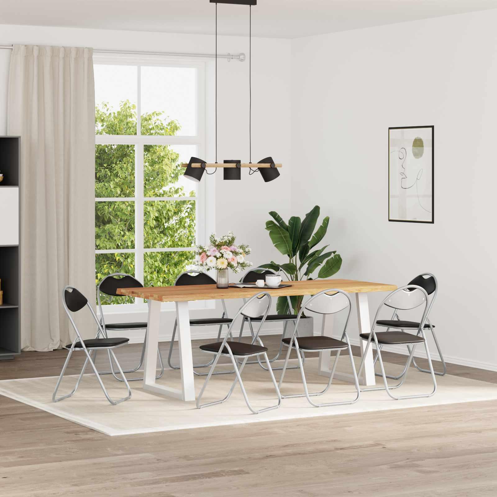 Foldable Spisebordsstol 8 stk Sort 48 x 43,5 x 81 cm PVC stål