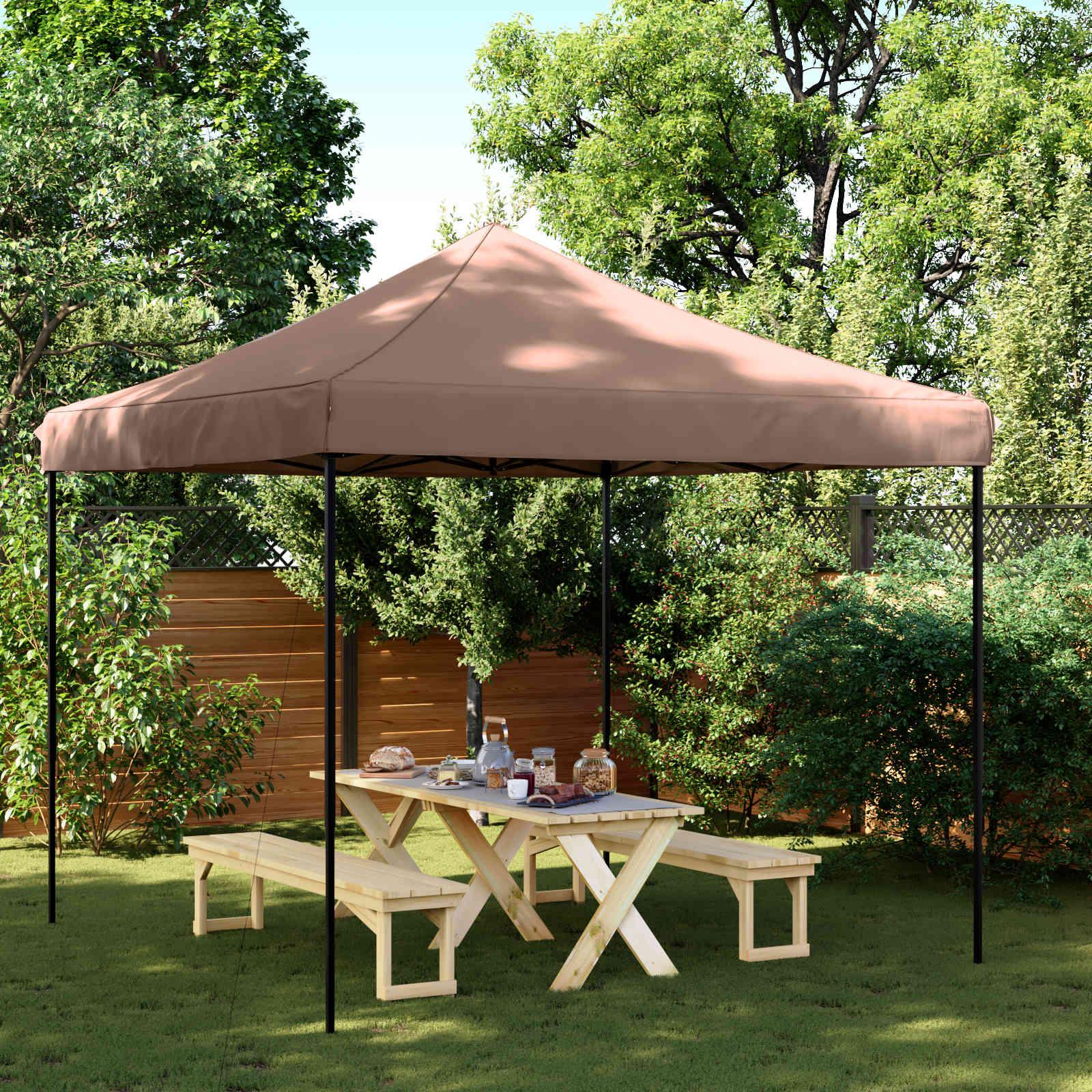 Party telt - brun pop-up gazebo 292 × 292 × 315 cm i oxfordstof