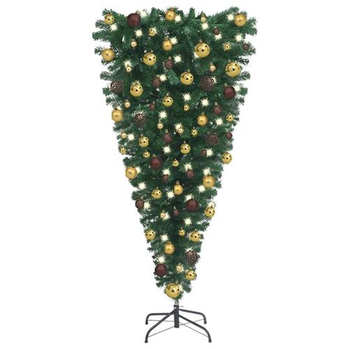 Kunstigt omvendt juletræ med lys og kuglesæt 150 cm