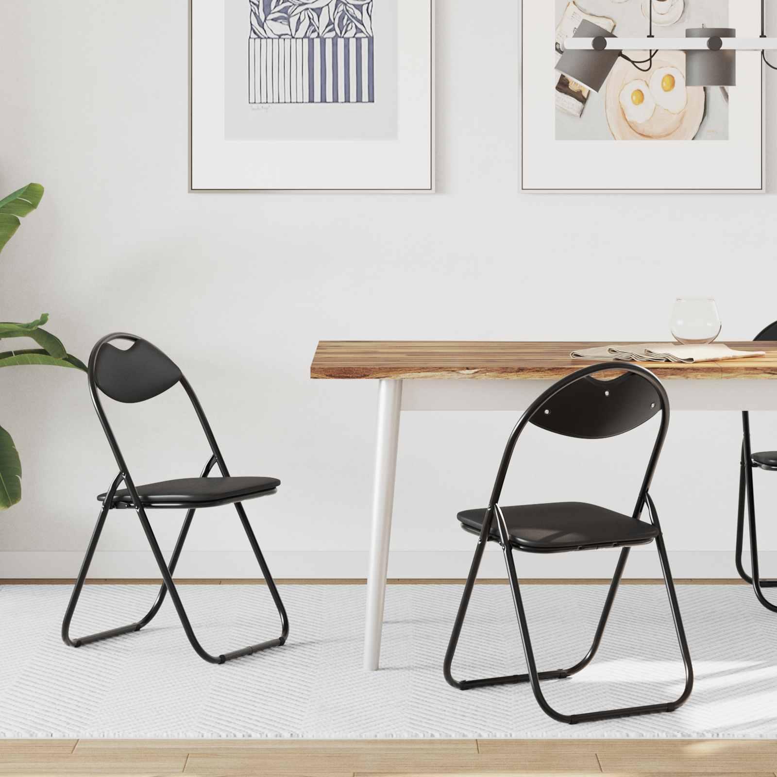 Foldable Spisebordsstol 2 stk Sort 48 x 43,5 x 81 cm PVC stål