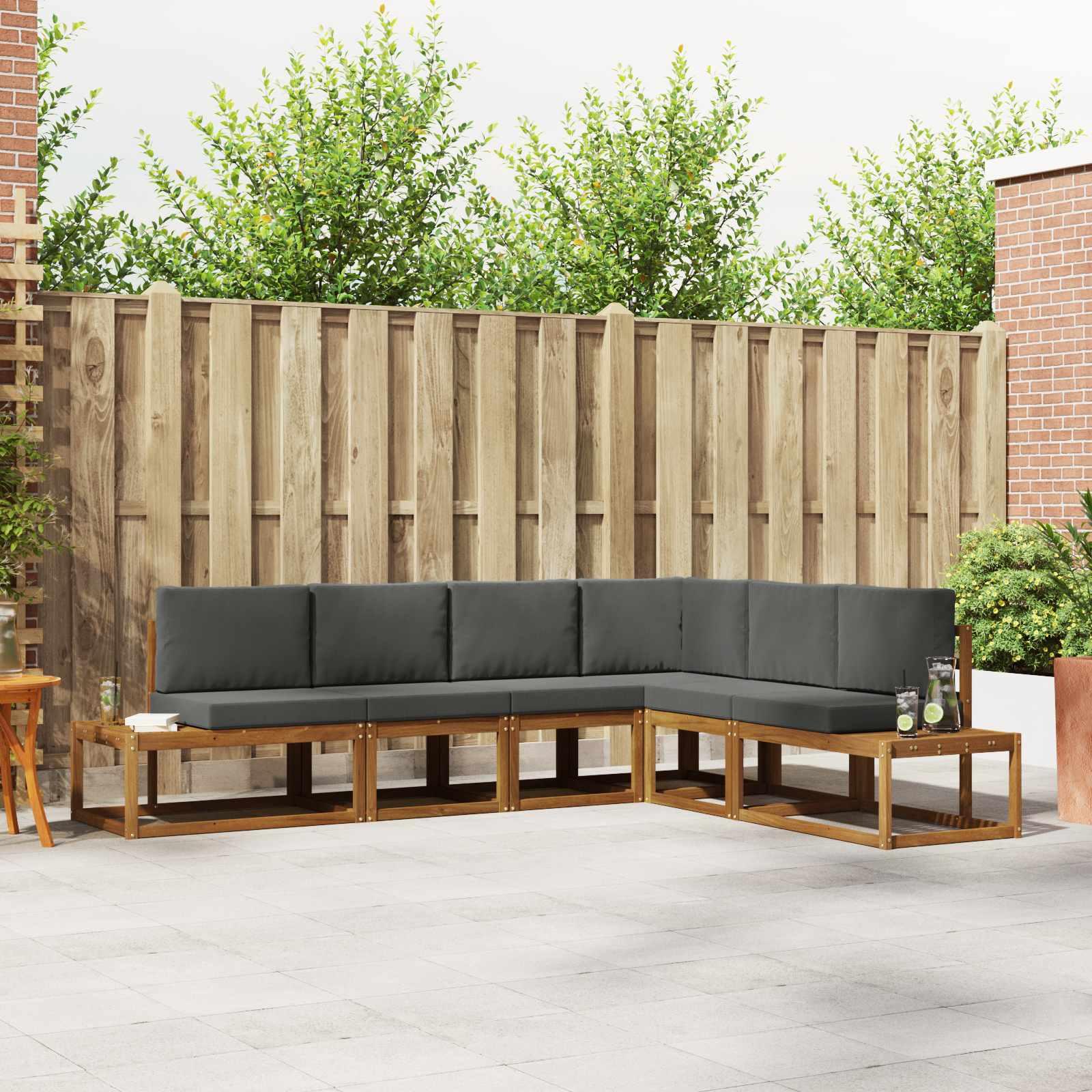 Sofa Sæt 6 Stk Naturlig og Antracit Soli Akacietræ og polyester