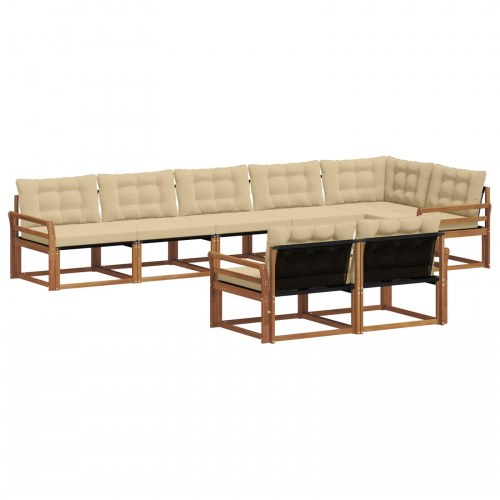 Udendørs sofagruppe med pude 8 stk Naturlig og Beige