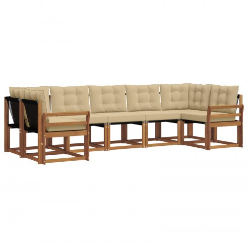 Udendørs sofagruppe med pude 7 stk Naturlig og Beige