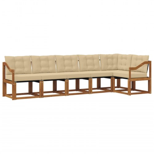 Udendørs sofagruppe med pude 6 stk Naturlig og Beige