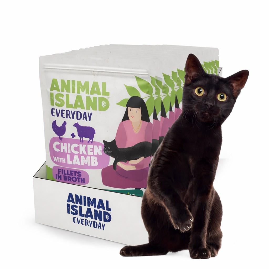 ANIMAL ISLAND Everyday vådfoder til kat - Kylling med lam i bouillon, fileter - 12×85 g