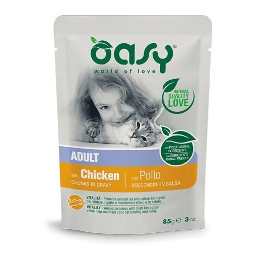 Oasy Adult vådfoder til kat - Chunks i sovs med kylling, 85 g