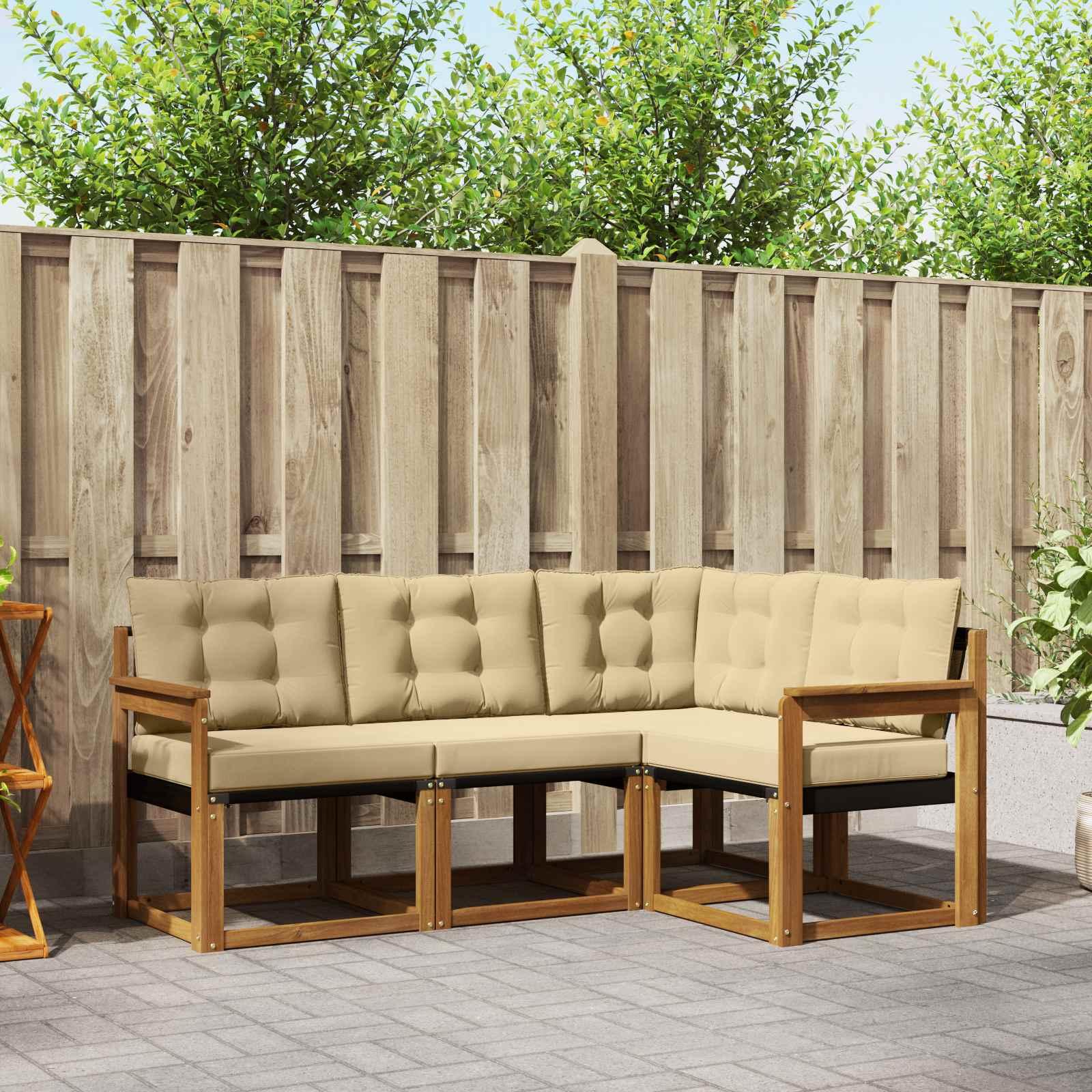 UdendÃ¸rs sofagruppe med pude 4 stk Naturlig og Beige