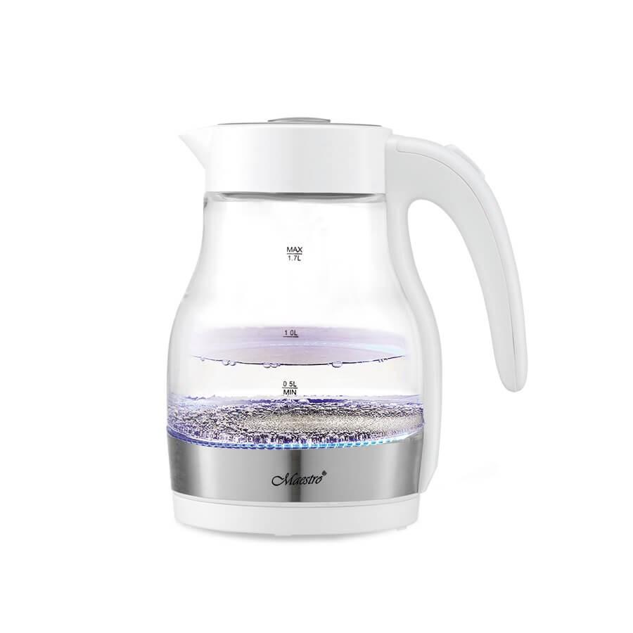 Maestro MR061 elkedel 1,7 l – 2.200 W, glas, transparent/hvid