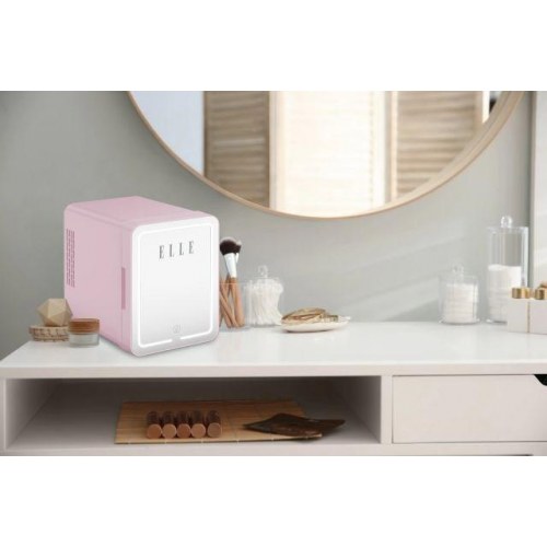 Elle mini køleskab 4 l med LED makeupspejl - lilla